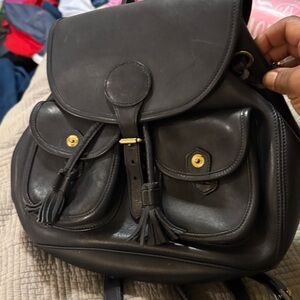 Vtg Dooney & Bourke - Sm Leather Elegant Black Leather Backpack